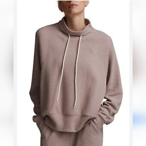 VARLEY MACEO TEXTURED MOCK NECK SWEATSHIRT DUSTY ROSE MAUVE WOMEN SMALL - Picture 2 of 15